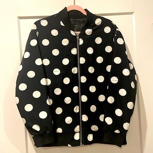 Forever 21 Women’s White & Navy Polka Dot Bomber Jacket Size Medium
